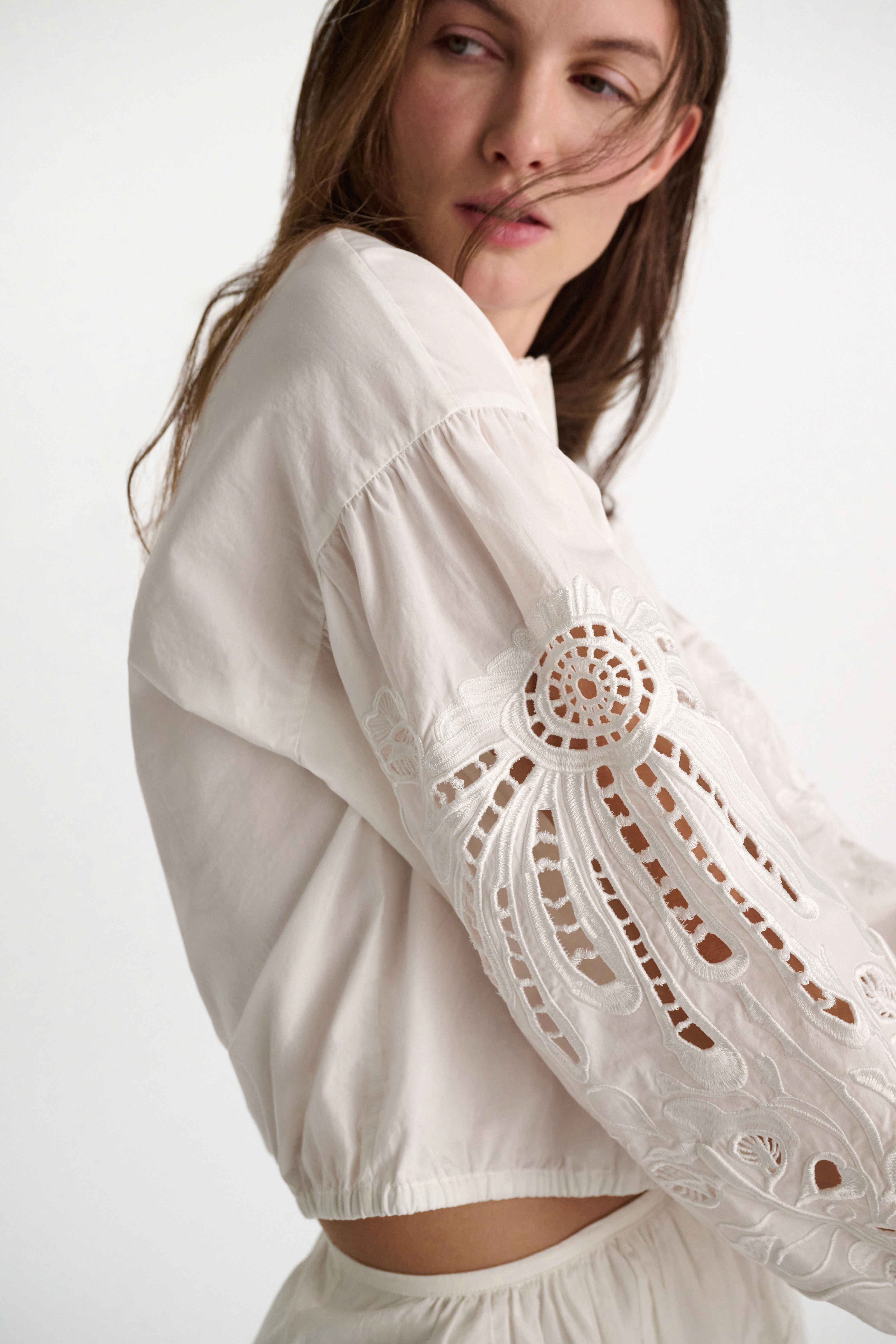 Dorothee Schumacher Cotton blouse with broderie anglaise embroidery pure white